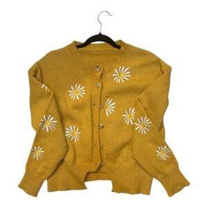 Yellow Daisy Embroidered Women's Sweater